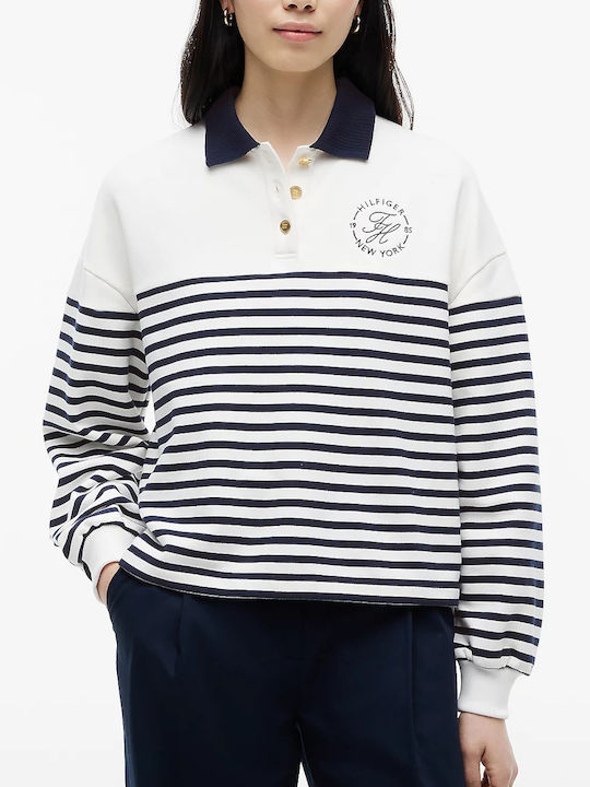 Дамска Поло Блуза Раиран Ecru/Dark Night Navy