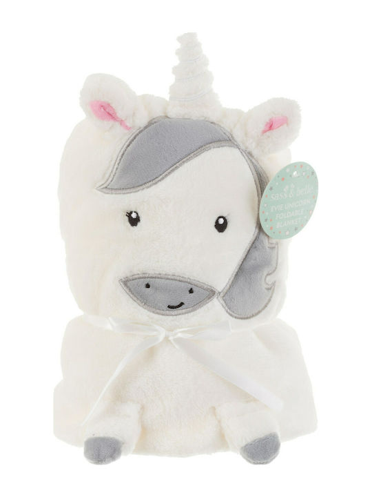 Sass & Belle Одеяло Детски пелени за пелени Unicorn Флийс Бяло 70x105см.