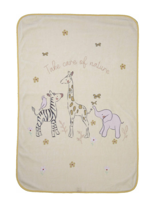 Nef-Nef Homeware Κουβέρτα Αγκαλιάς & Λίκνου Take Care Of Nature Fleece Κίτρινη 75x100εκ.
