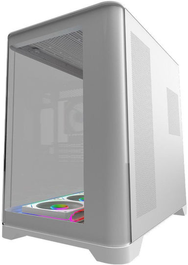 Aqirys Europa Gaming Midi Tower Computer Case with Side Window and ARGB Lighting White