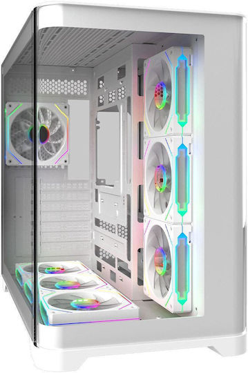 Aqirys Europa Gaming Midi Tower Computer Case with Side Window and ARGB Lighting White