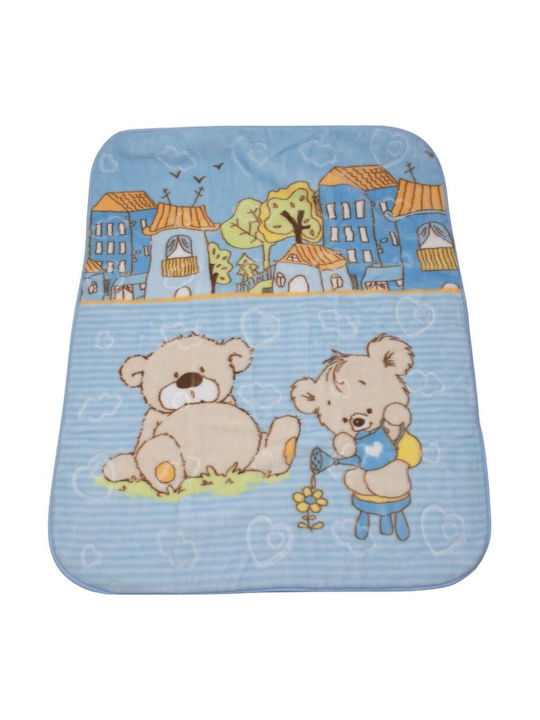 Kamtex Baby Decke Kinderbett Samt Hellblau 100x120cm