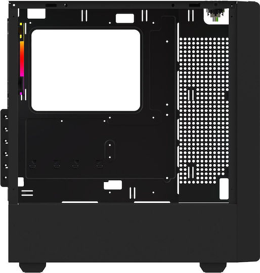 Aqirys Virgo Gaming Midi Tower Computer Case with Side Window and ARGB Lighting Black