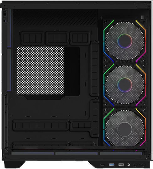 Aqirys Janus Gaming Midi Tower Computer Case with Side Window and ARGB Lighting Black