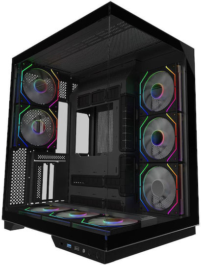 Aqirys Janus Gaming Midi Tower Computer Case with Side Window and ARGB Lighting Black