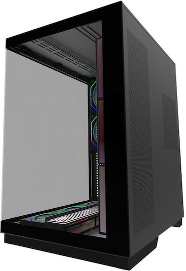 Aqirys Janus Gaming Midi Tower Computer Case with Side Window and ARGB Lighting Black