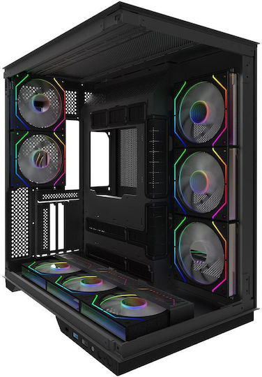 Aqirys Janus Gaming Midi Tower Computer Case with Side Window and ARGB Lighting Black