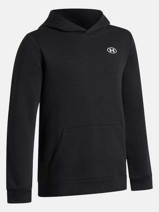 Fleece Kinder-Sweatshirt mit Kapuze und Taschen Schwarz Rival