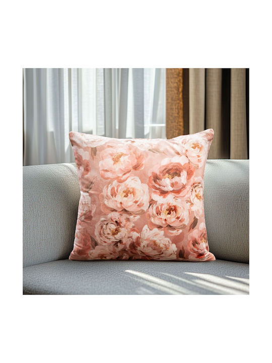 Beauty Home Decorative Pillow Case Romantic Peony Dream Pink Velvet 40x40cm