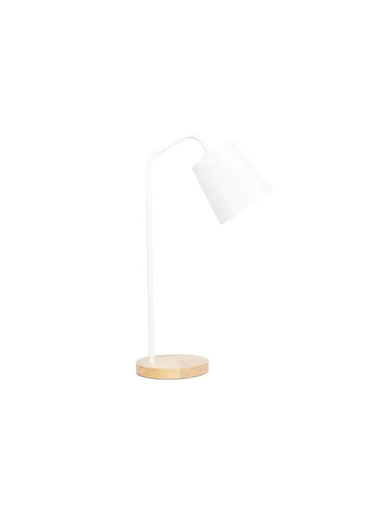 GloboStar Barnaby Wood Table Lamp for Socket E27 with White Shade and Beige Base