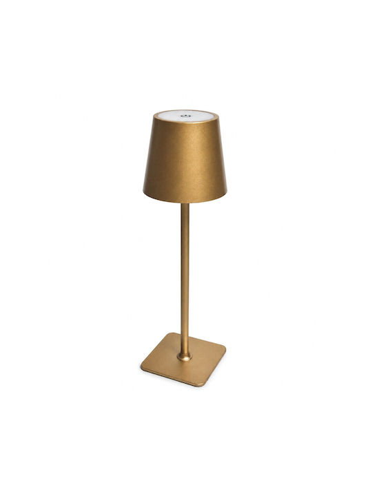 VenCore Lampă de Masă Metalică LED cu Abajur Auriu și Bază