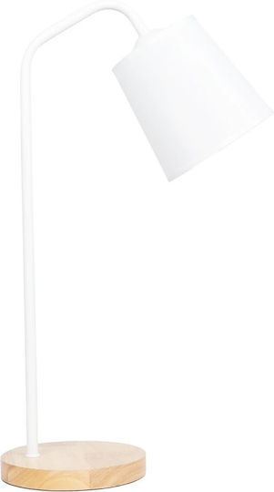 GloboStar Barnaby Wood Table Lamp for Socket E27 with White Shade and Beige Base