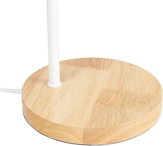 GloboStar Barnaby Wood Table Lamp for Socket E27 with White Shade and Beige Base