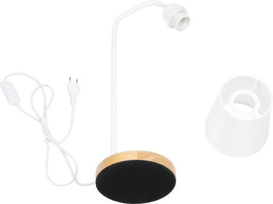 GloboStar Barnaby Wood Table Lamp for Socket E27 with White Shade and Beige Base