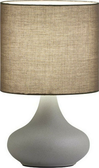 Viokef Concrete Table Lamp for Socket E14 with Beige Shade and Gray Base