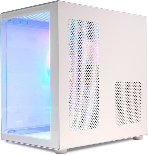 Spacer Aquarium Gaming Mini Tower Carcasă PC cu Deschidere Laterală și Iluminare ARGB Albă