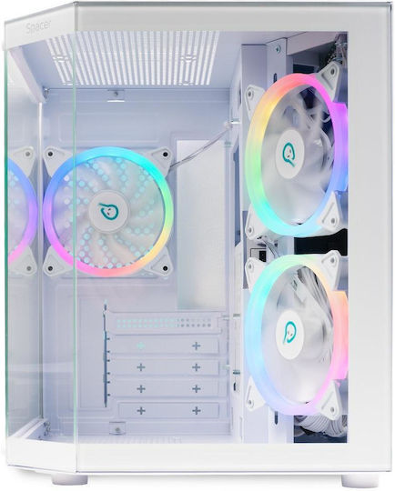 Spacer Aquarium Gaming Mini Tower Carcasă PC cu Deschidere Laterală și Iluminare ARGB Albă