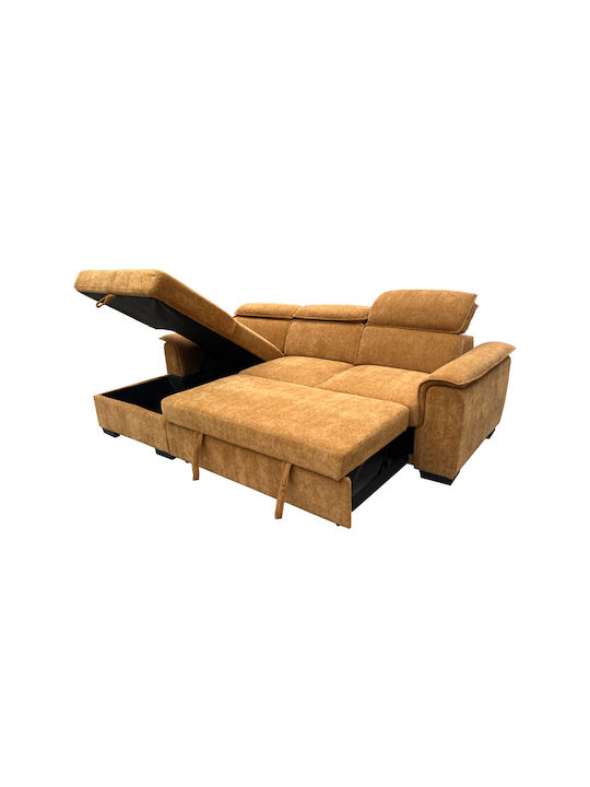 Corner Couch Bed with Right Corner Camel 251x168x82 cm