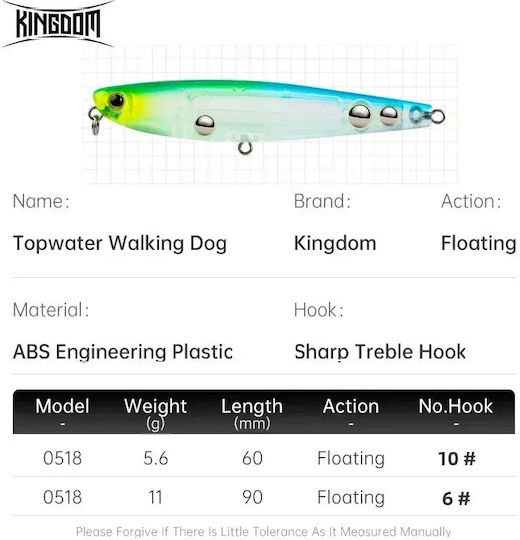 Kingdom Z Dog Floatendes Bleistift Künstliche Köder 6cm/5,6g 003