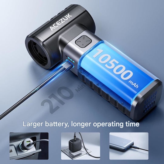 Suflantă de Aer Portabilă Spray cu Aer Comprimat Acezuk 200,000 Rpm Suflantă de Mână cu Baterie 10500mAh