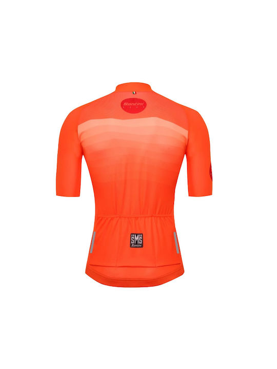 Santini Tricou De Ciclism Pentru Bărbați Cu Mâneci Scurte Portocaliu
