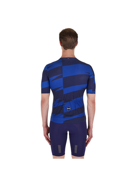 Santini Tricou De Ciclism Cu Mâneci Scurte Pentru Bărbați Road Albastru