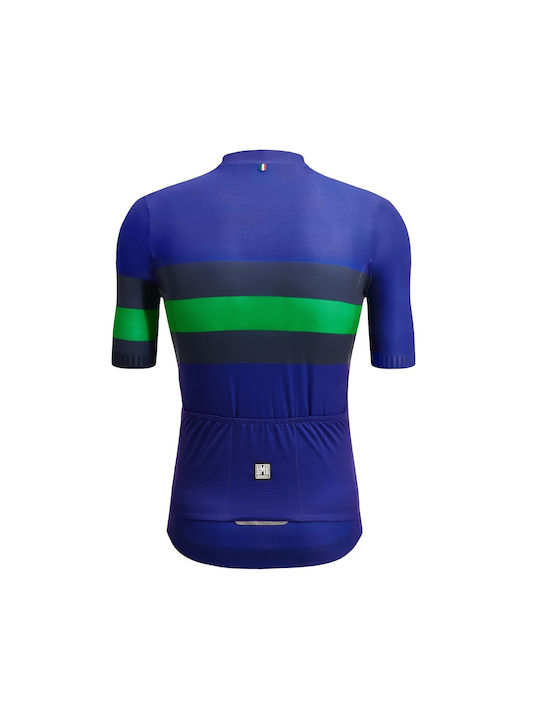 Santini Tricou De Ciclism Cu Mâneci Scurte Pentru Bărbați Albastru