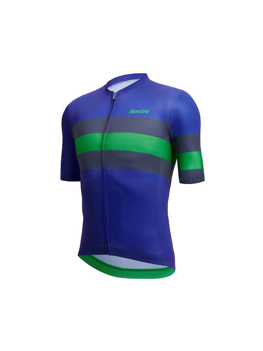 Santini Tricou De Ciclism Cu Mâneci Scurte Pentru Bărbați Albastru
