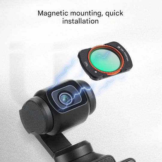 K&F Concept Fd161 Set de filtre magnetice DJI Osmo Pocket 3/4 4 buc CPL ND16 ND64 ND512 sticlă optică cadru din aluminiu montare magnetică rapidă reducerea reflexiilor controlul luminii accesorii profesionale foto-video pentru gimbal DJI