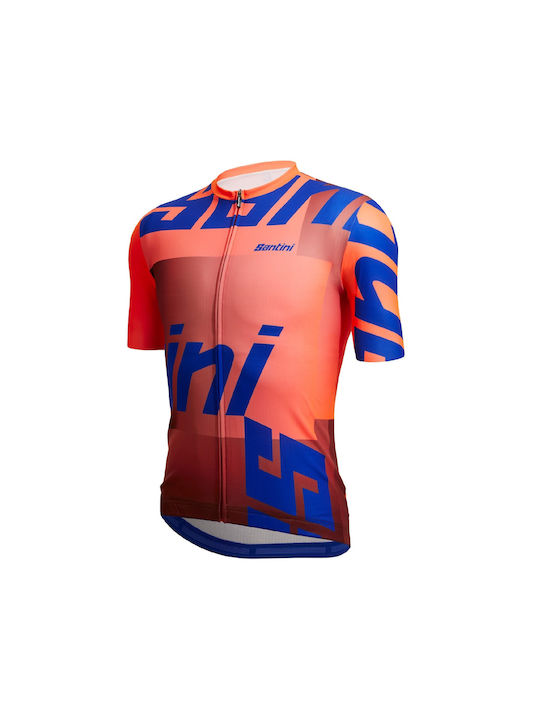Santini Tricou De Ciclism Pentru Bărbați Cu Mâneci Scurte Portocaliu