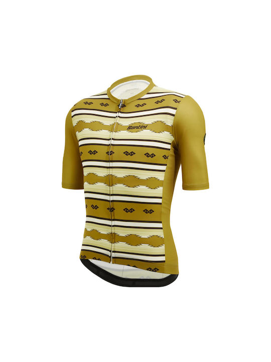 Santini Tricou De Ciclism Pentru Bărbați Cu Mâneci Scurte Galben