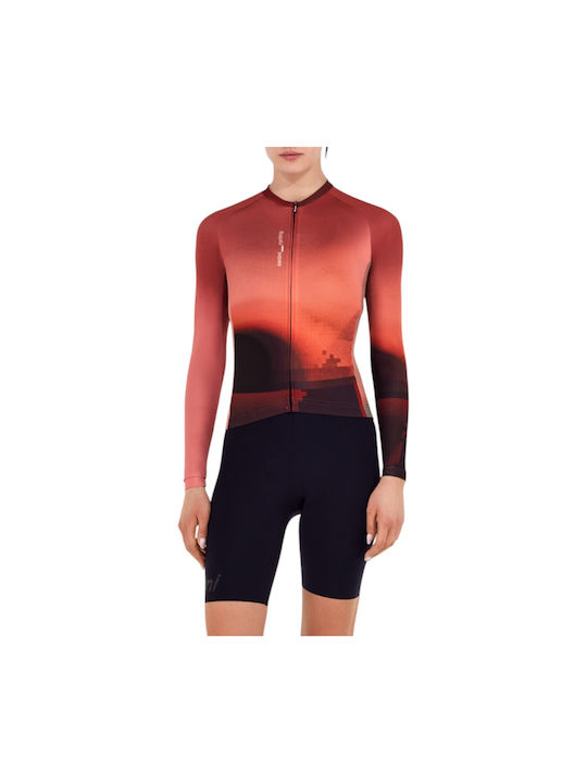 Santini Lange Ärmel Fahrradtrikot Rote Damen