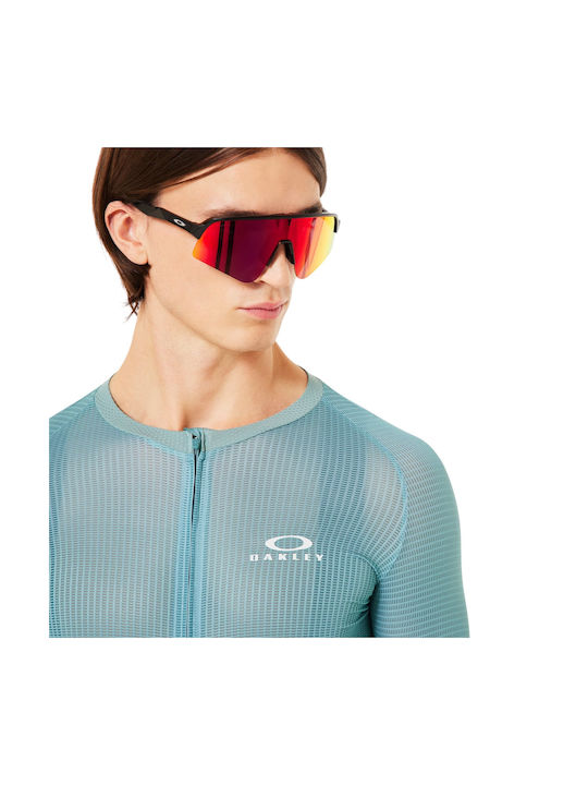 Oakley Мъжка Къс Ръкав Колоездене Блуза Път Синя