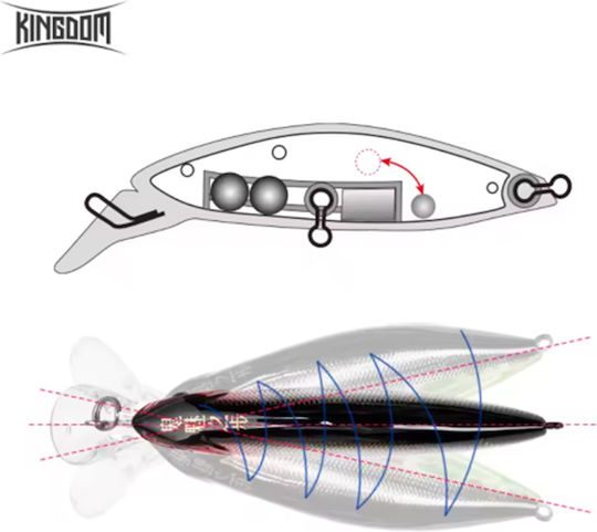 Kingdom Slow Sinking Pencil Noise Artificial Bait Minnow 7cm 12g 002