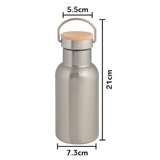 Koupakoupa Koupakoupa Thermos Bottle Stainless Steel 350ml Silver with Mouthpiece Handle and Straw