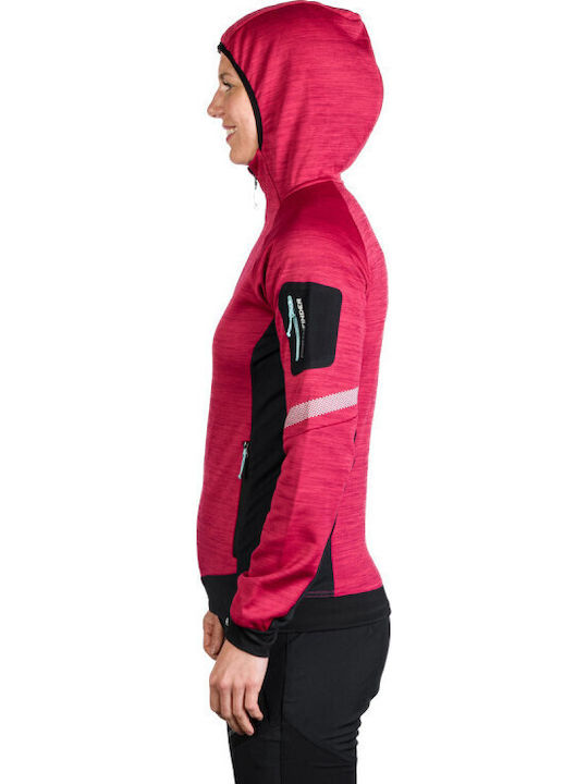 Fleece Cardigană pentru femei în Culoare Burgundy