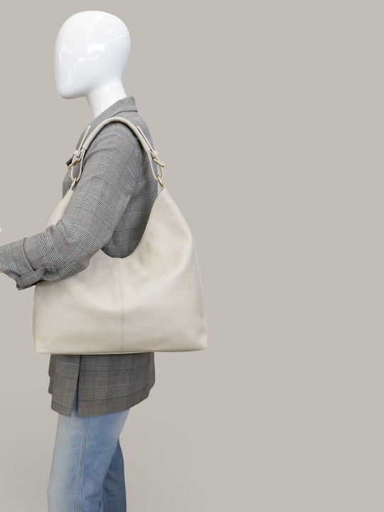 Leather Women's Hobo Bag Beige