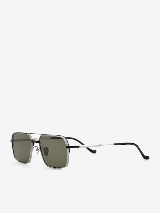 Projekt Produkt Unisex Sunglasses with Metal Frame Silver-Black / Green