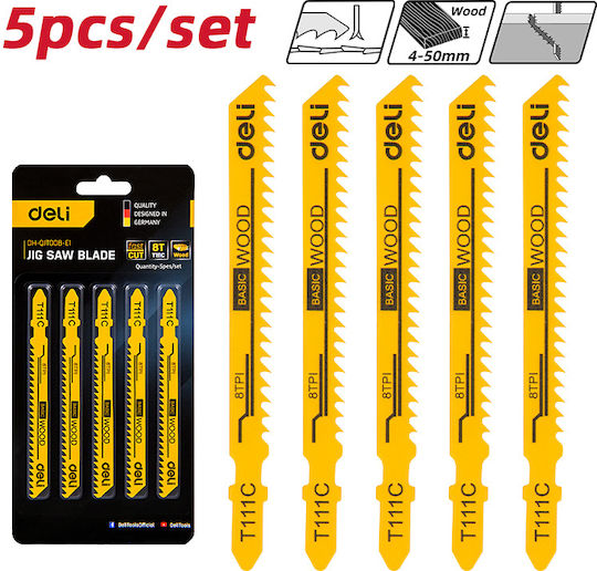 Deli DH-QJT008-E1 Blades for Wood 5pcs