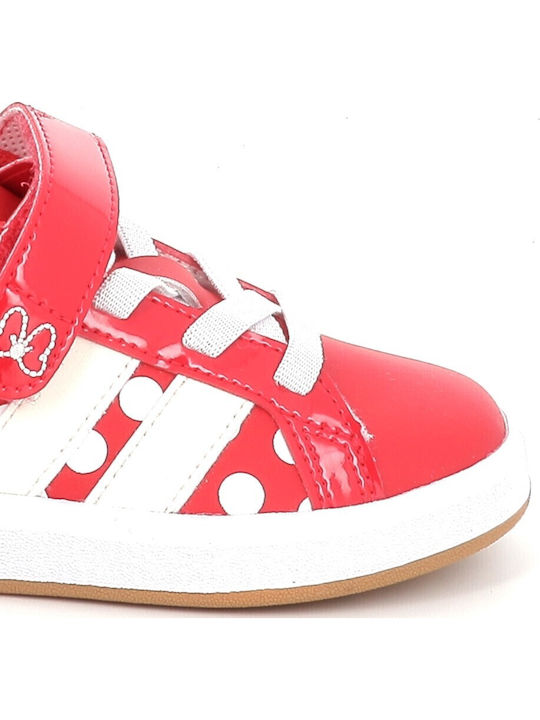 Grand Court Minnie Kids Sneakers with Hoop & Loop Closure Red