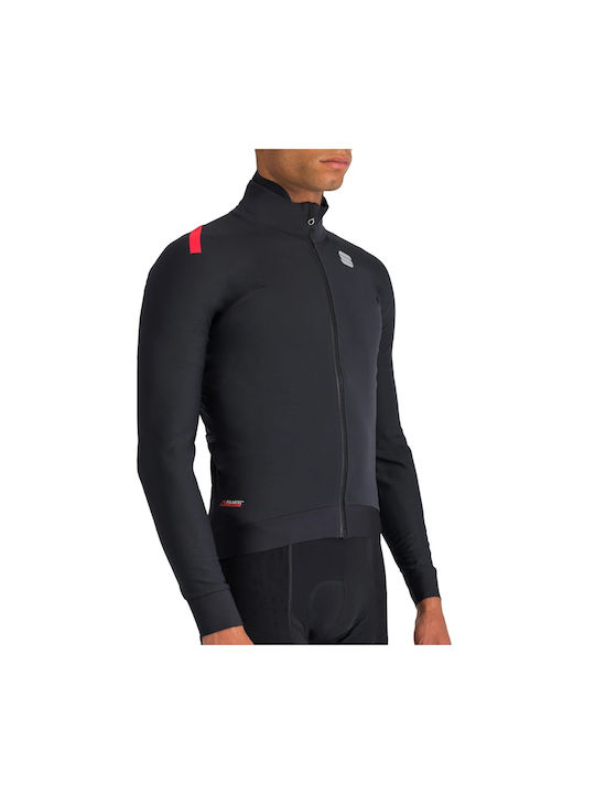 Sportful Jachetă Impermeabilă Cortavânt Pentru Ciclism Mânecă Lungă Neagră Pentru Bărbați