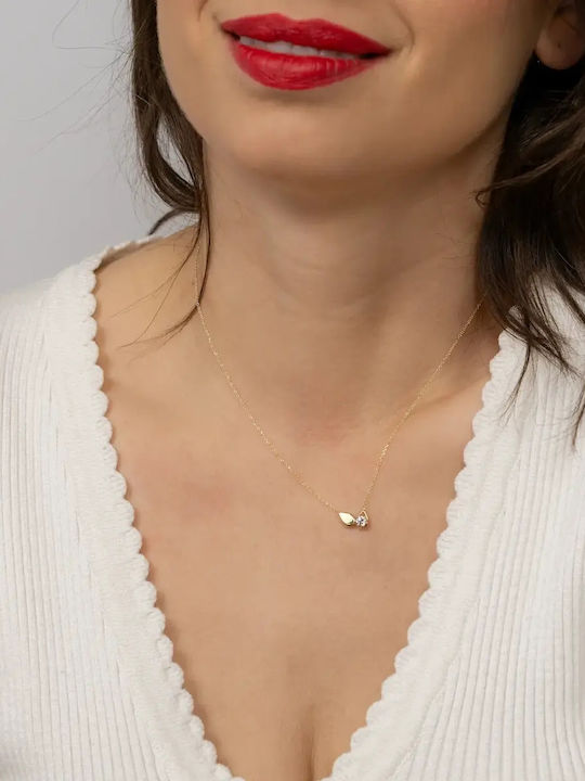 Doppeltes Halskette mit Träne-Design aus 9K Gold mit Zirkon
