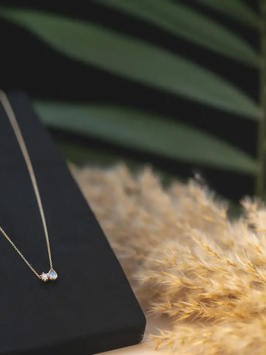 Doppeltes Halskette mit Träne-Design aus 9K Gold mit Zirkon
