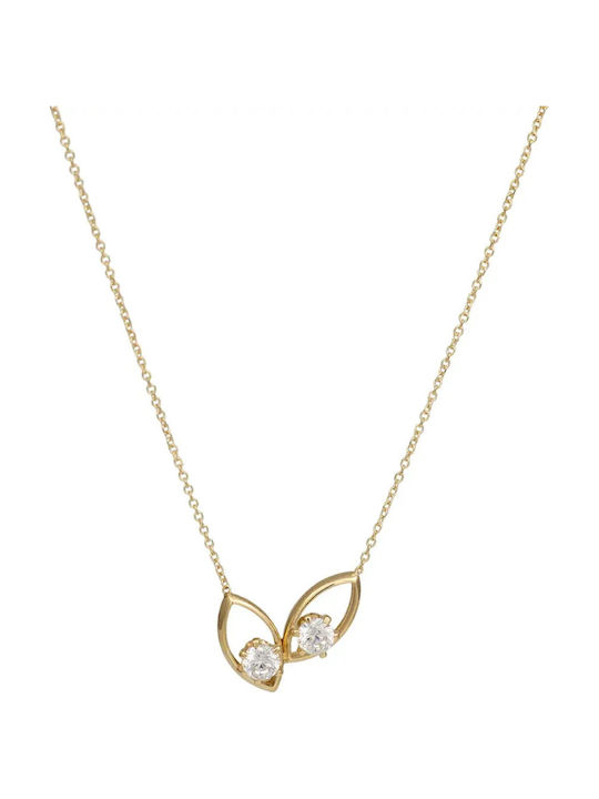 Doppeltes Halskette mit Träne-Design aus 9K Gold mit Zirkon