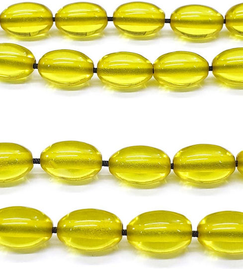 Roloi Komboloi Worry Beads with 33 Beads Made of Mastic Length 34cm Yellow