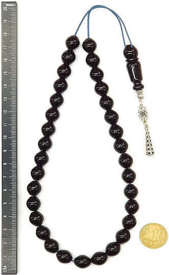 Roloi Komboloi Worry Beads with 33 Beads Made of Mastic Length 35cm Blue