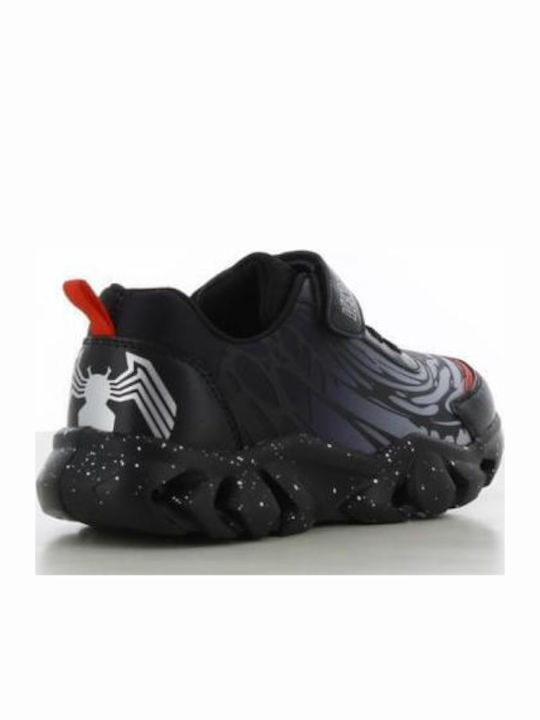 Kids Sneakers with Hoop & Loop Closure & Lights Black