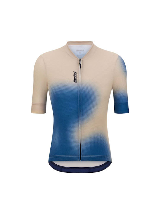 Santini Tricou De Ciclism Pentru Bărbați Cu Mâneci Scurte Bej
