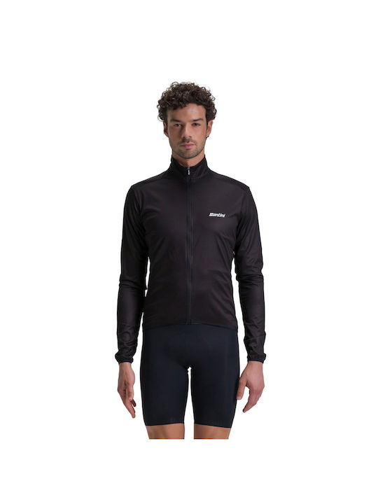 Santini Tricou De Ciclism Mânecă Lungă Pentru Bărbați Negru