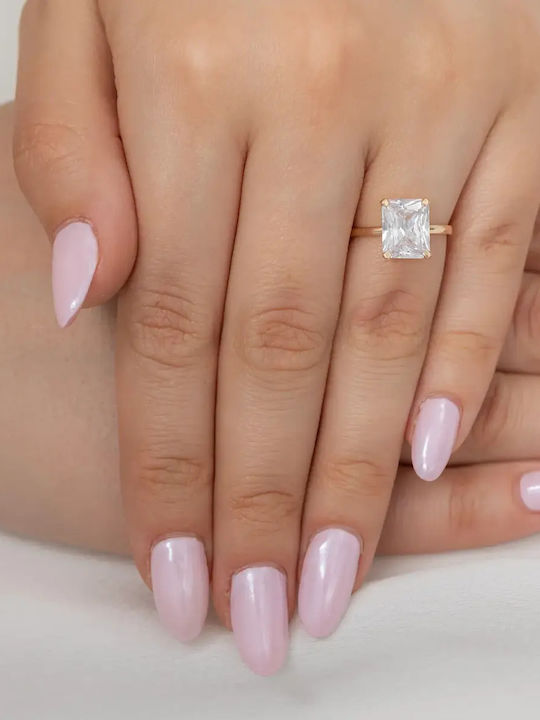 Single Stone Ring From 9K Gold With Zircon